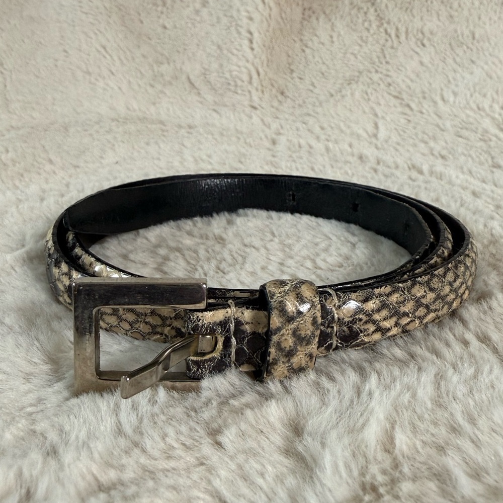 Ann Taylor "Italy Leather" Snake/Python Embossed Bt 35" Overall Length Belt